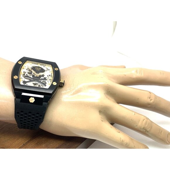 Philipp Plein Men's Watch PWBAA0521 Skull Automatic Black Rubber Strap 44mm - Picture 4 of 14